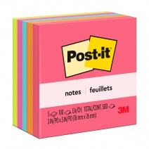 Post-it Notas Adhesivas Cubo 3M 76mmx76mm - 5 colores flúo
